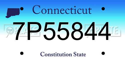 7P55844 Connecticut License Plate
