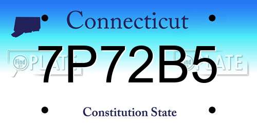 7P72B5 Connecticut License Plate