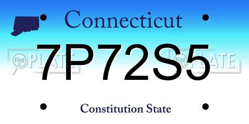7P72S5 Connecticut License Plate