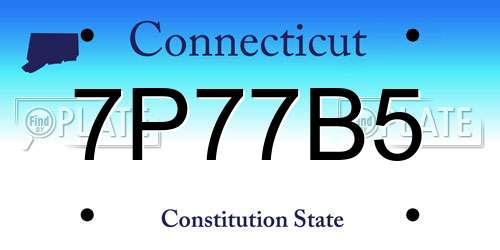 7P77B5 Connecticut License Plate