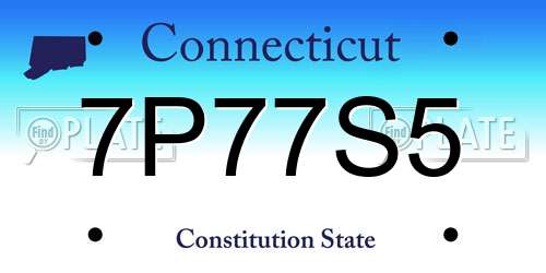 7P77S5 Connecticut License Plate