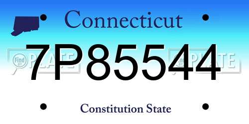 7P85544 Connecticut License Plate