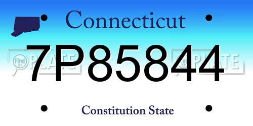 7P85844 Connecticut License Plate