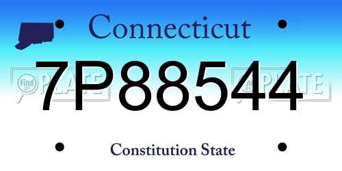7P88544 Connecticut License Plate