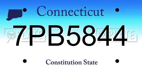 7PB5844 Connecticut License Plate