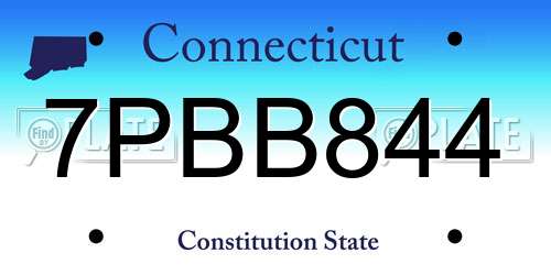 7PBB844 Connecticut License Plate