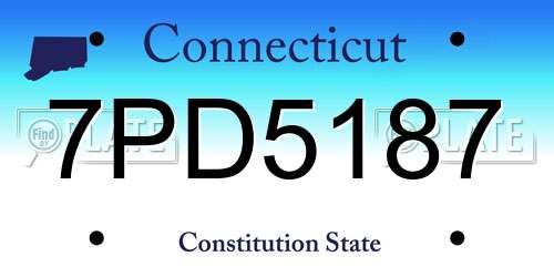 7PD5187 Connecticut License Plate