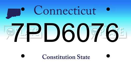 7PD6076 Connecticut License Plate