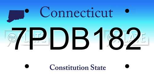 7PDB182 Connecticut License Plate