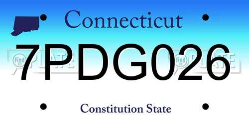 7PDG026 Connecticut License Plate