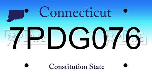 7PDG076 Connecticut License Plate