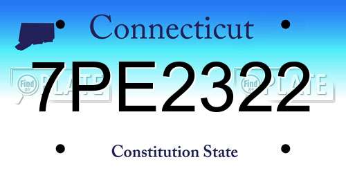 7PE2322 Connecticut License Plate