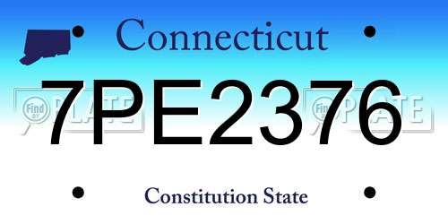 7PE2376 Connecticut License Plate