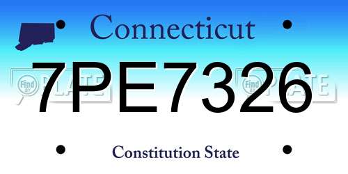 7PE7326 Connecticut License Plate