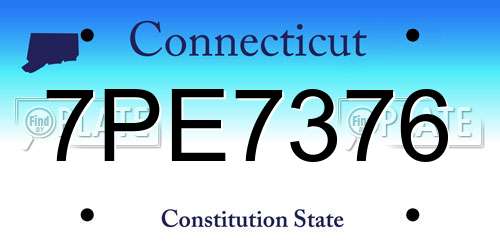7PE7376 Connecticut License Plate