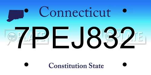 7PEJ832 Connecticut License Plate