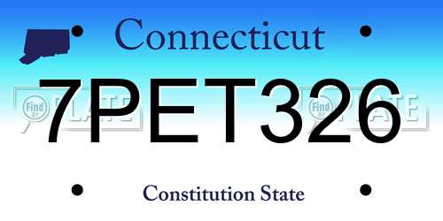 7PET326 Connecticut License Plate