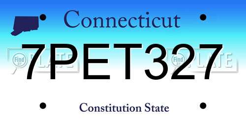 7PET327 Connecticut License Plate