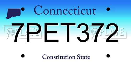 7PET372 Connecticut License Plate