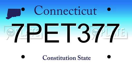 7PET377 Connecticut License Plate