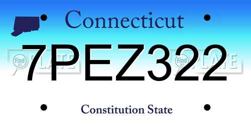7PEZ322 Connecticut License Plate