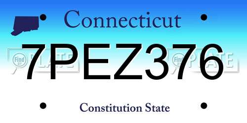 7PEZ376 Connecticut License Plate