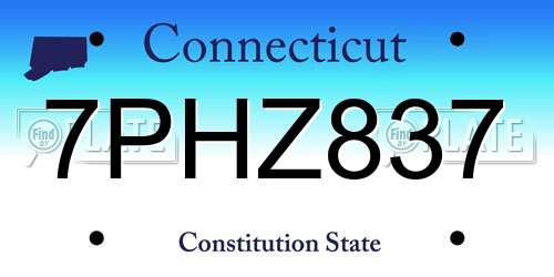 7PHZ837 Connecticut License Plate