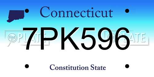 7PK596 Connecticut License Plate