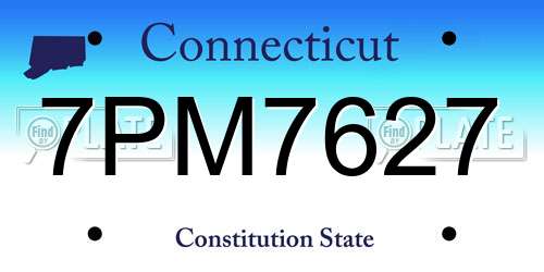 7PM7627 Connecticut License Plate