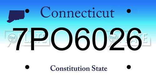 7PO6026 Connecticut License Plate