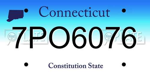 7PO6076 Connecticut License Plate