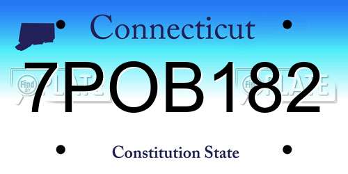 7POB182 Connecticut License Plate