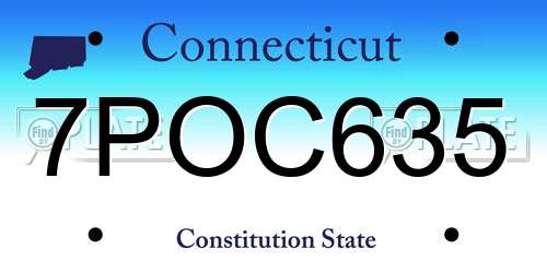 7POC635 Connecticut License Plate