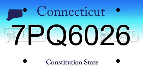 7PQ6026 Connecticut License Plate