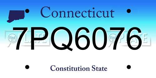 7PQ6076 Connecticut License Plate