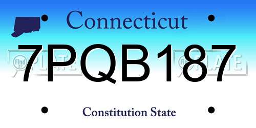 7PQB187 Connecticut License Plate