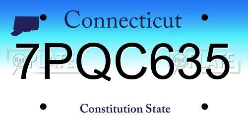 7PQC635 Connecticut License Plate