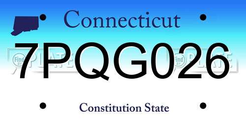 7PQG026 Connecticut License Plate