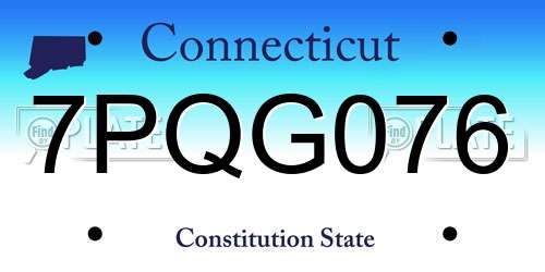 7PQG076 Connecticut License Plate