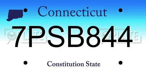 7PSB844 Connecticut License Plate