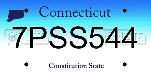 7PSS544 Connecticut License Plate