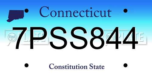 7PSS844 Connecticut License Plate