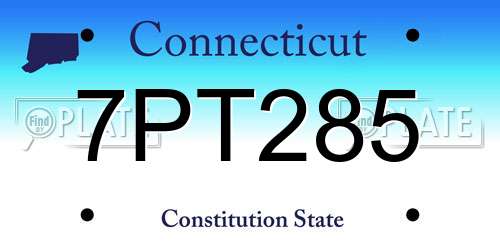 7PT285 Connecticut License Plate
