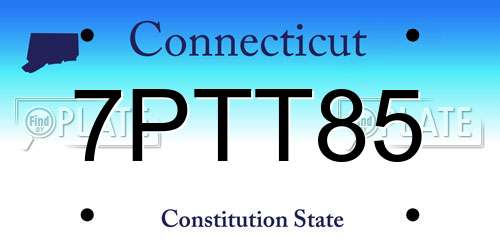 7PTT85 Connecticut License Plate