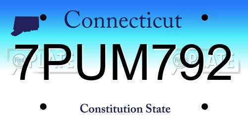 7PUM792 Connecticut License Plate