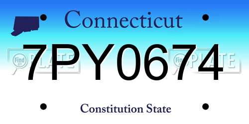 7PY0674 Connecticut License Plate