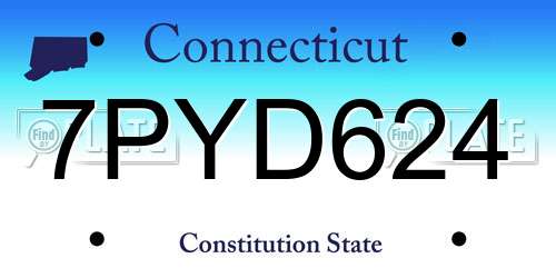 7PYD624 Connecticut License Plate