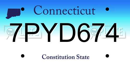7PYD674 Connecticut License Plate