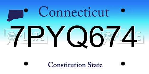 7PYQ674 Connecticut License Plate