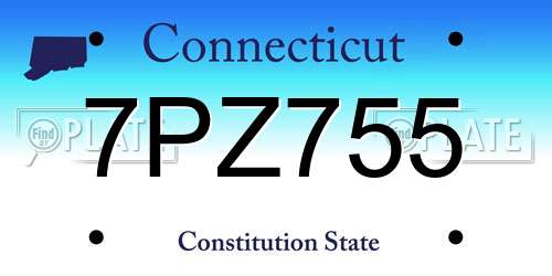 7PZ755 Connecticut License Plate